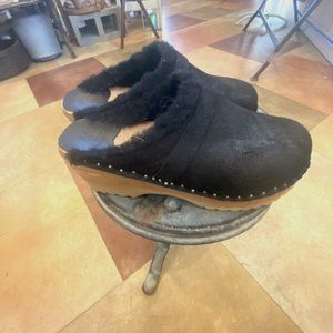 Troentorp Wood and Leather Clogs with Shearling